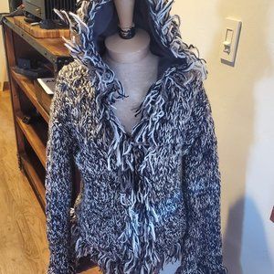Vintage hand-made fringed sweater/hoodie